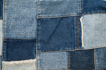 denim patchwork textile pattern - obrazy, fototapety, plakaty