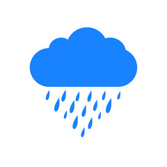 Rain icon. Rain cloud. Blue Rain Cloud. Cloud and rain drops. Cloud icon. Rain icon on a white background
