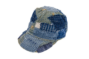 patchwork jean cap