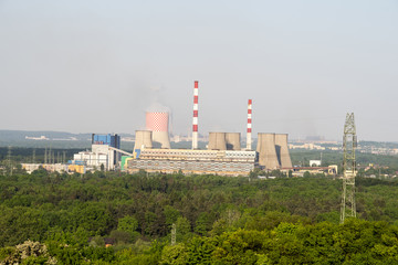 Fototapeta na wymiar industrial buildings with chimneys