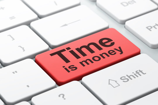 Time concept: Time Is money on computer keyboard background
