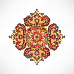 Abstract floral design element. Geometric arabesque Oriental mandala ornament