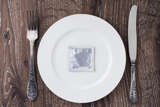 condom in a plate