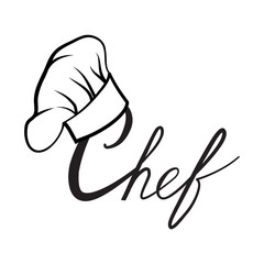 Cook hat Drawn hat chef cook Hat chef-cooker. Vector hat chef cook on white background