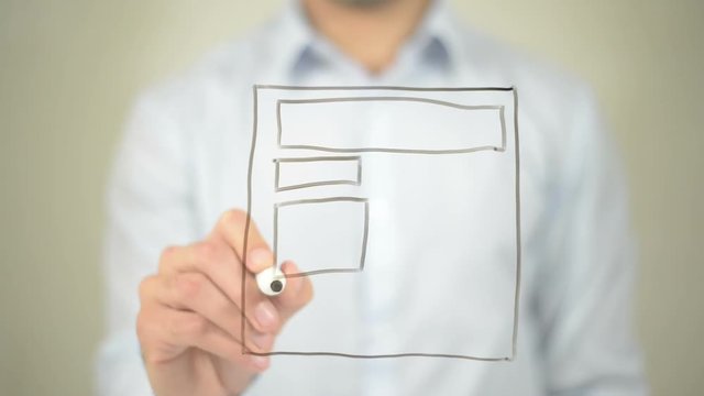 Webpage Concept,  Man writing on transparent screen