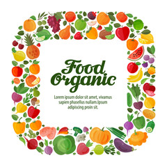 vegetables and fruits vector background. modern flat design. healthy food