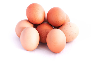 Eggs on white background