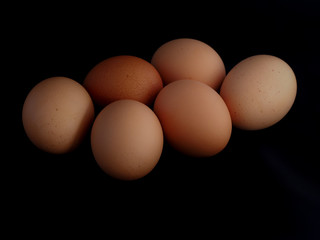 Eggs on a black background