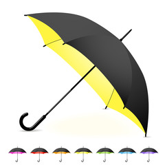 Set of grey umbrella variants of different colors