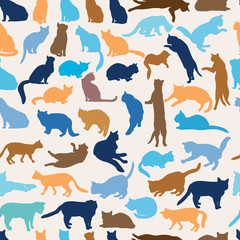 Cats seamless pattern. Kitten tiled background