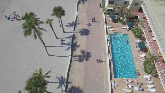 Aerial footage of Hollywood beach. Florida, USA Flying in paradise)