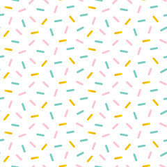 Cute pink, mint green and gold confetti seamless pattern background.
