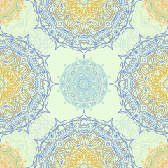 Mandala seamless pattern, East vector motif.