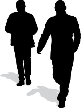 Vector silhouettes of two walking men