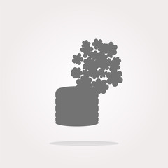 vector flowers in pot icon, web app button