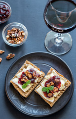 Bread with brie and jam