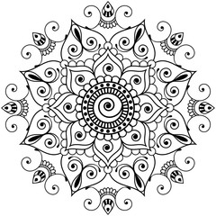 Mehndi henna Indian element flower mandala for tatoo or card.