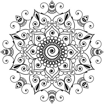 Naklejki Mehndi henna Indian element flower mandala for tatoo or card.