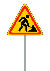 Road signs. Roadworks. Vector Illustration on White