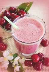 Cherry smoothie. Cherry milkshake.