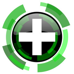 plus icon, green modern design isolated button, web and mobile app design illustration