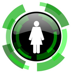 female icon, green modern design isolated button, web and mobile app design illustration