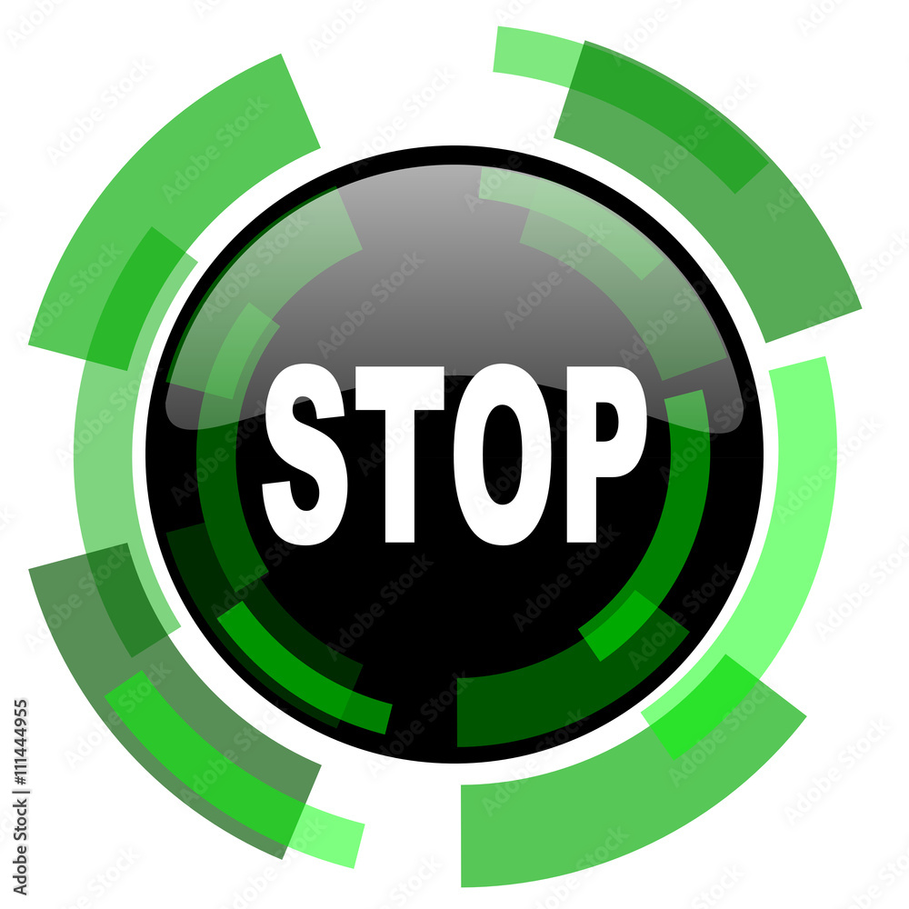 Poster stop icon, green modern design isolated button, web and mobile app design illustration