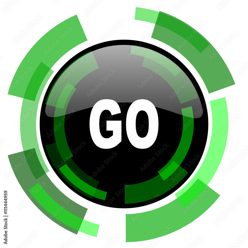 Aufkleber go icon, green modern design isolated button, web and mobile app design illustration