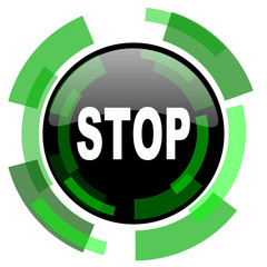 stop icon, green modern design isolated button, web and mobile app design illustration