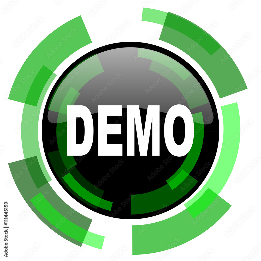 Poster demo icon, green modern design isolated button, web and mobile app design illustration