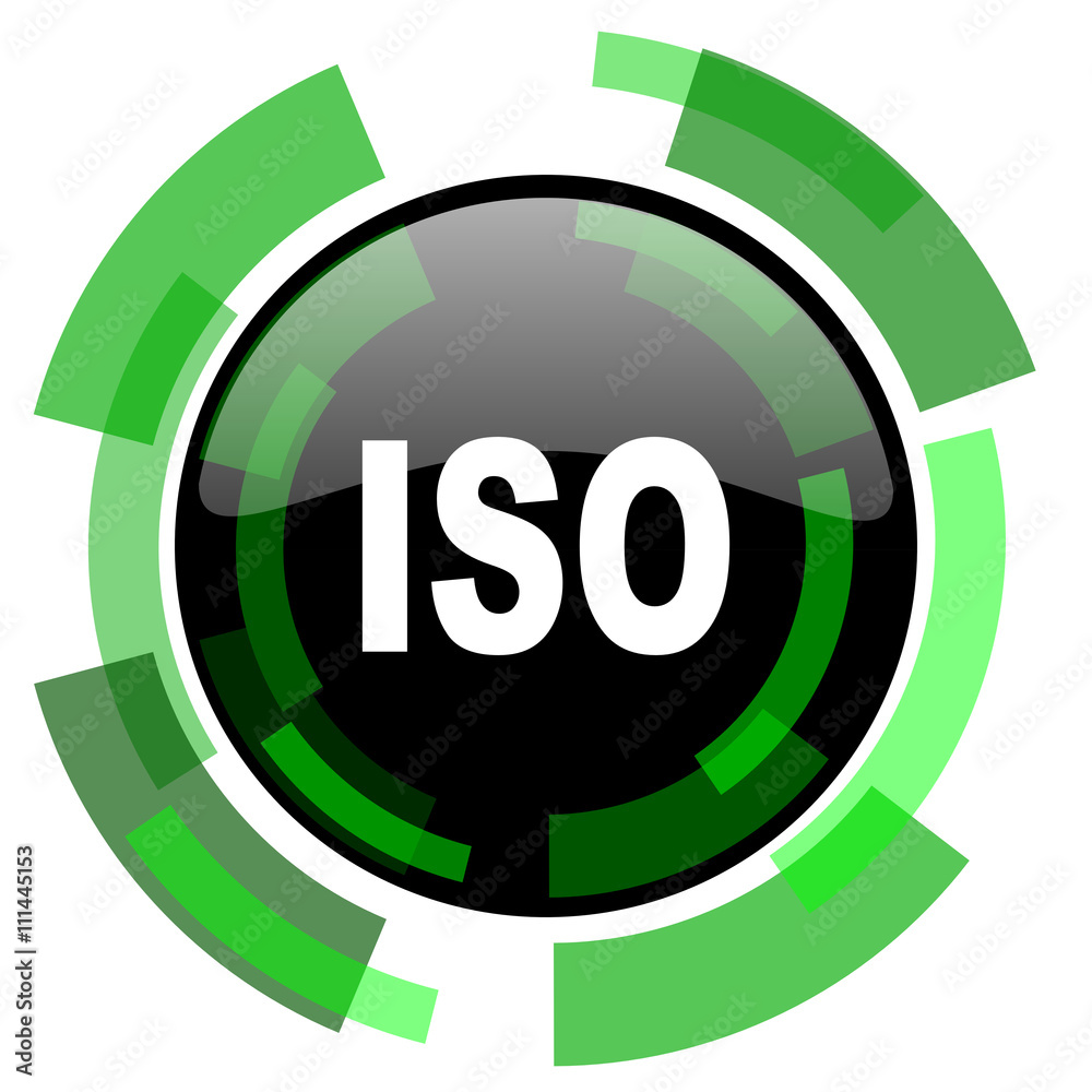 Poster iso icon, green modern design isolated button, web and mobile app design illustration
