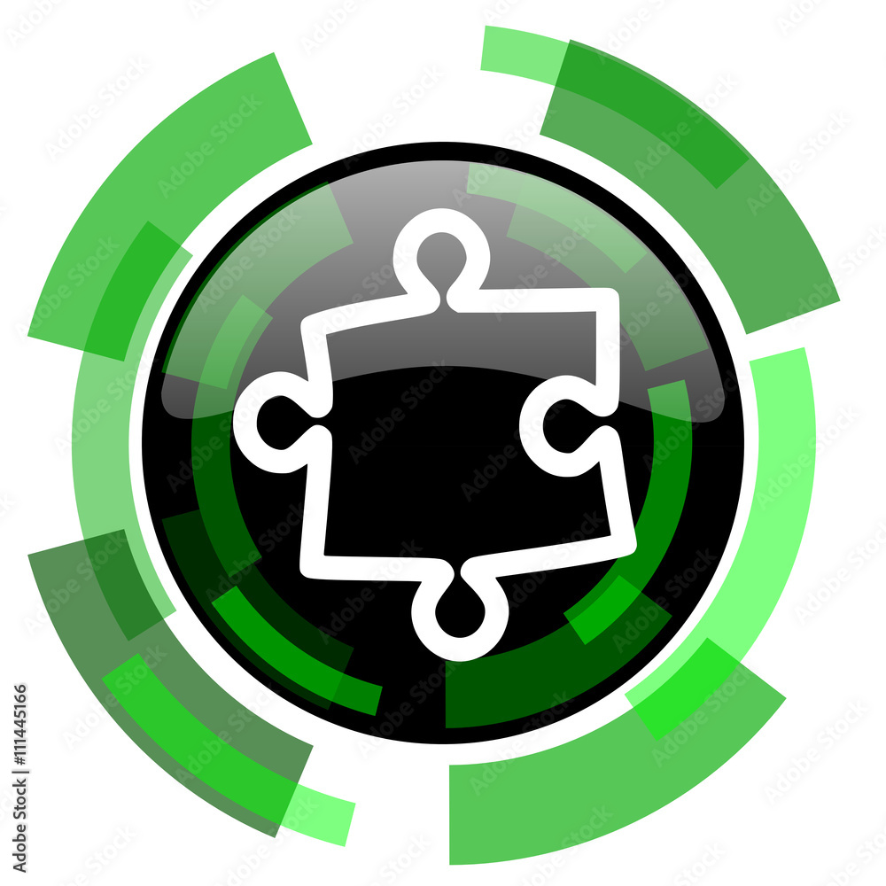 Aufkleber puzzle icon, green modern design isolated button, web and mobile app design illustration