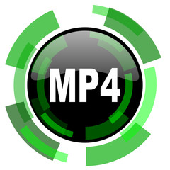 mp4 icon, green modern design isolated button, web and mobile app design illustration