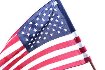 Fototapeta premium American Flag - white background, close-up