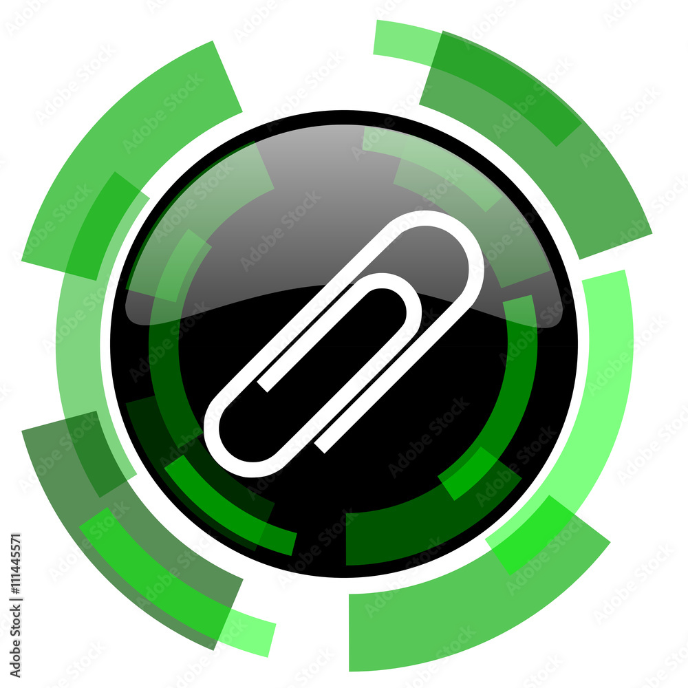 Poster paperclip icon, green modern design isolated button, web and mobile app design illustration