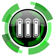 battery icon, green modern design isolated button, web and mobile app design illustration