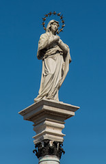 Fototapeta na wymiar Statue of Our Lady of the Immaculate Conception in the middle of