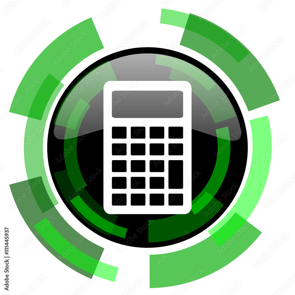 Poster calculator icon, green modern design isolated button, web and mobile app design illustration