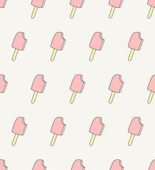 Hand drawn bitten ice cream seamless pattern. Modern stylish sweet food decorative ornament. Repeating background for wallpapers, prints, fabric or wrapping paper. Isolated vector illustration. - 111445994