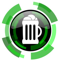 beer icon, green modern design isolated button, web and mobile app design illustration