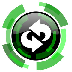 rotation icon, green modern design isolated button, web and mobile app design illustration