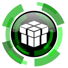 box icon, green modern design isolated button, web and mobile app design illustration