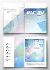 Set of business templates for brochure, magazine, flyer, booklet or annual report. Abstract colorful polygonal background, modern stylish triangle vector texture