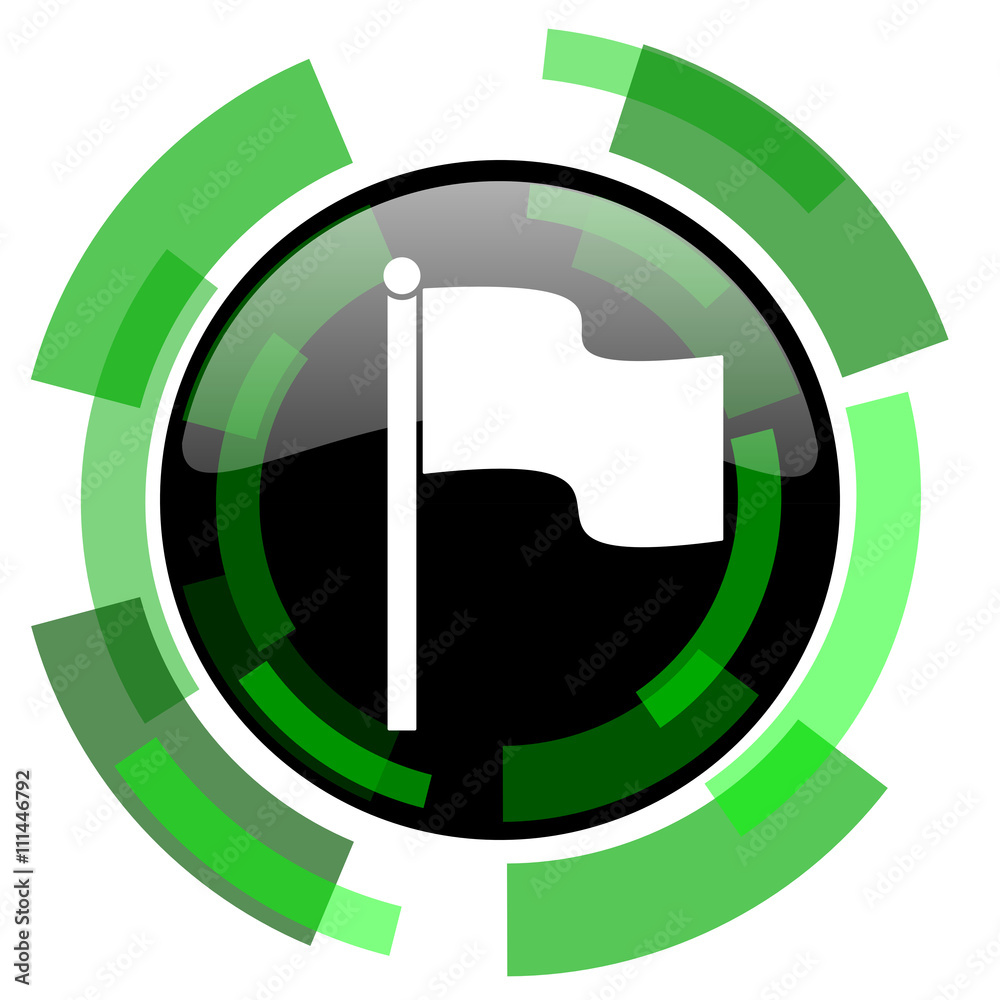 Poster flag icon, green modern design isolated button, web and mobile app design illustration