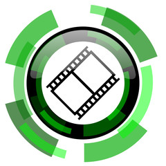 Fototapeta na wymiar film icon, green modern design isolated button, web and mobile app design illustration