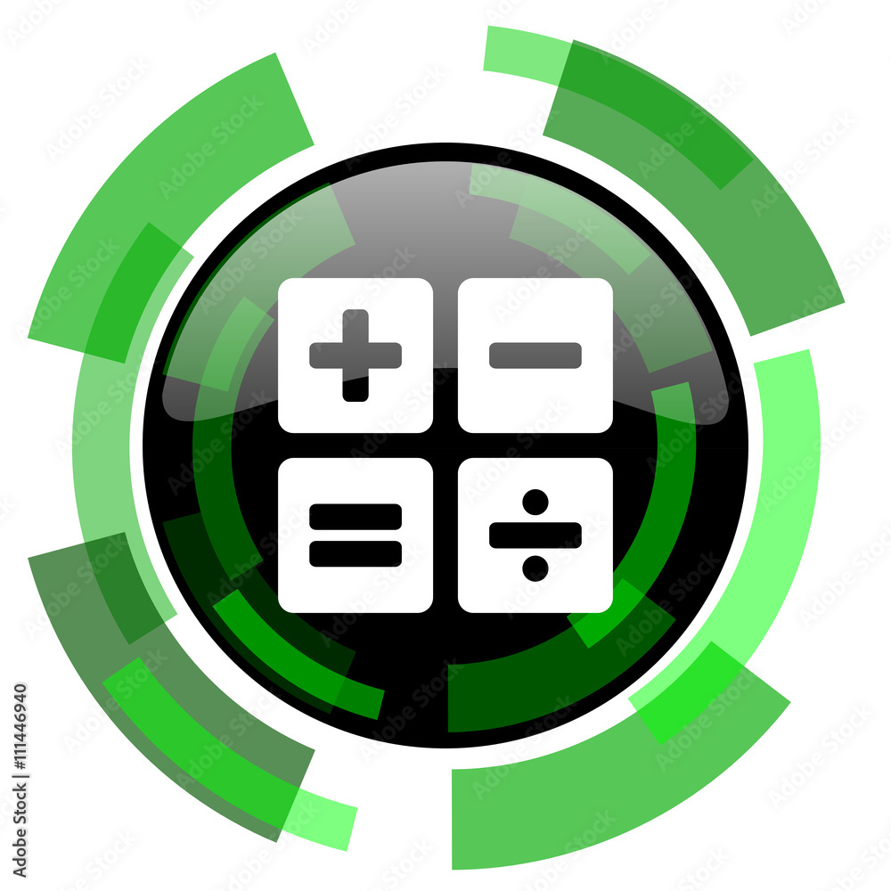Poster calculator icon, green modern design isolated button, web and mobile app design illustration