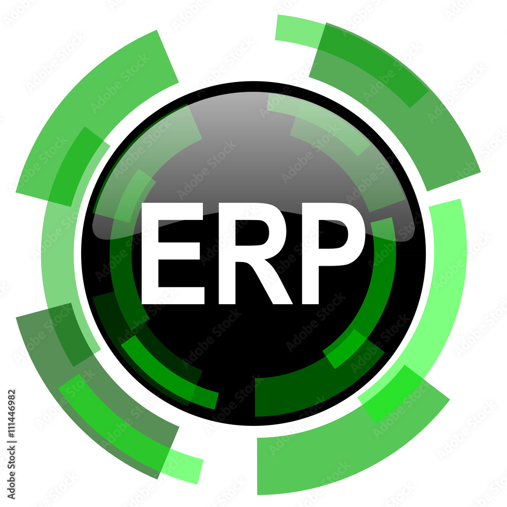 Poster erp icon, green modern design isolated button, web and mobile app design illustration