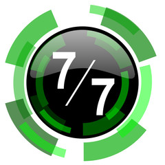 7 per 7 icon, green modern design isolated button, web and mobile app design illustration