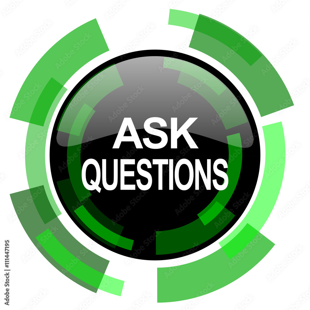 Poster ask questions icon, green modern design isolated button, web and mobile app design illustration