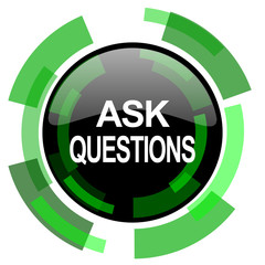 ask questions icon, green modern design isolated button, web and mobile app design illustration